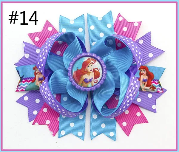 free shipping A.B.C.D.E 500pcs 5.5'' inspired hair bows popular cartoon hair bow with lined clips boutique girl hair bows-B