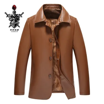 

In the autumn of 2019 men, the pu leather leather jacket lapel single-breasted leisure business
