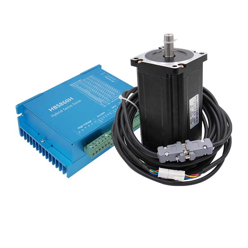 Tanie Zestaw cnc 8.5N 12Nm Nema34 86MM AC DC DSP pętla zamknięta sterownik silnika krokowego HBS860H enkoder Hybird łatwy krok serwo zestawy