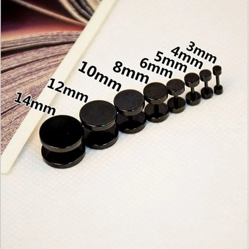 Серьги в стиле панк, 1 шт., женские и мужские двухсторонние круглые серьги-гвоздики на болтах, Готическая штанга для пирсинга, креативные черные круглые серьги в виде гантелей, подарки