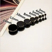 Серьги в стиле панк, 1 шт., женские и мужские двухсторонние круглые серьги-гвоздики на болтах, Готическая штанга для пирсинга, креативные черные круглые серьги в виде гантелей, подарки