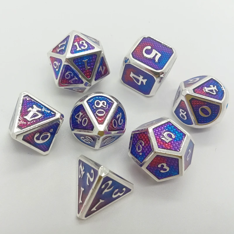 Polyhedral металлическая фотография цинковый сплав с эмалью твердый металл игра DND
