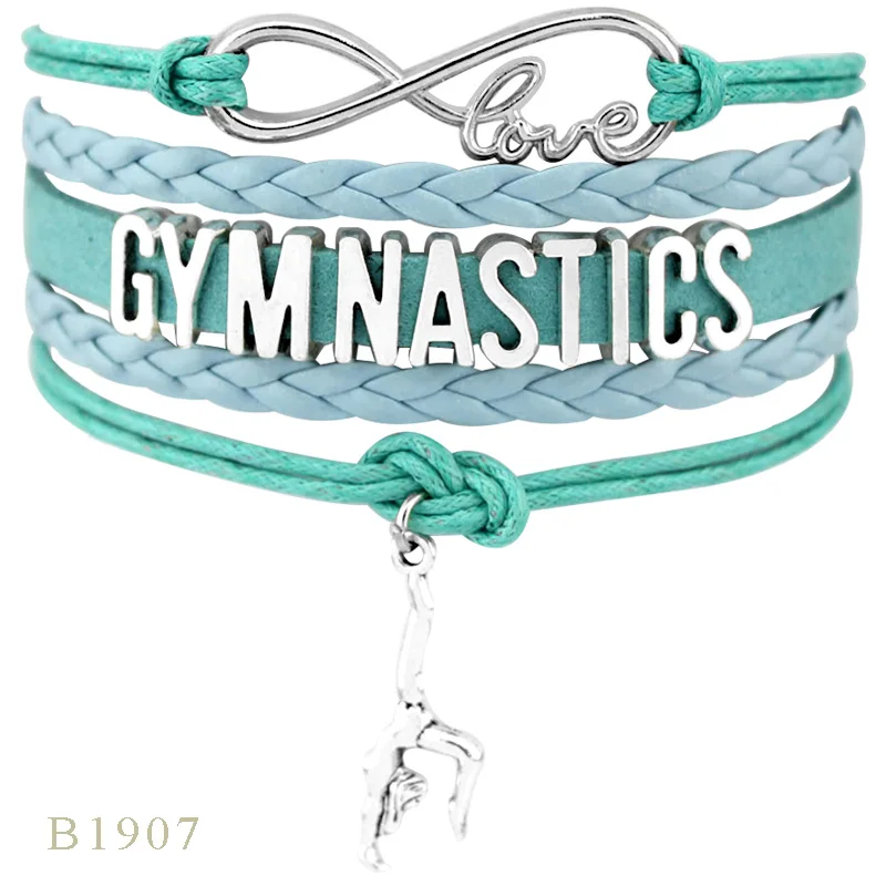 Бесконечность любовь гимнастика браслеты для фанатов модные ювелирные изделия лучший подарок гимнастские кожаные браслеты