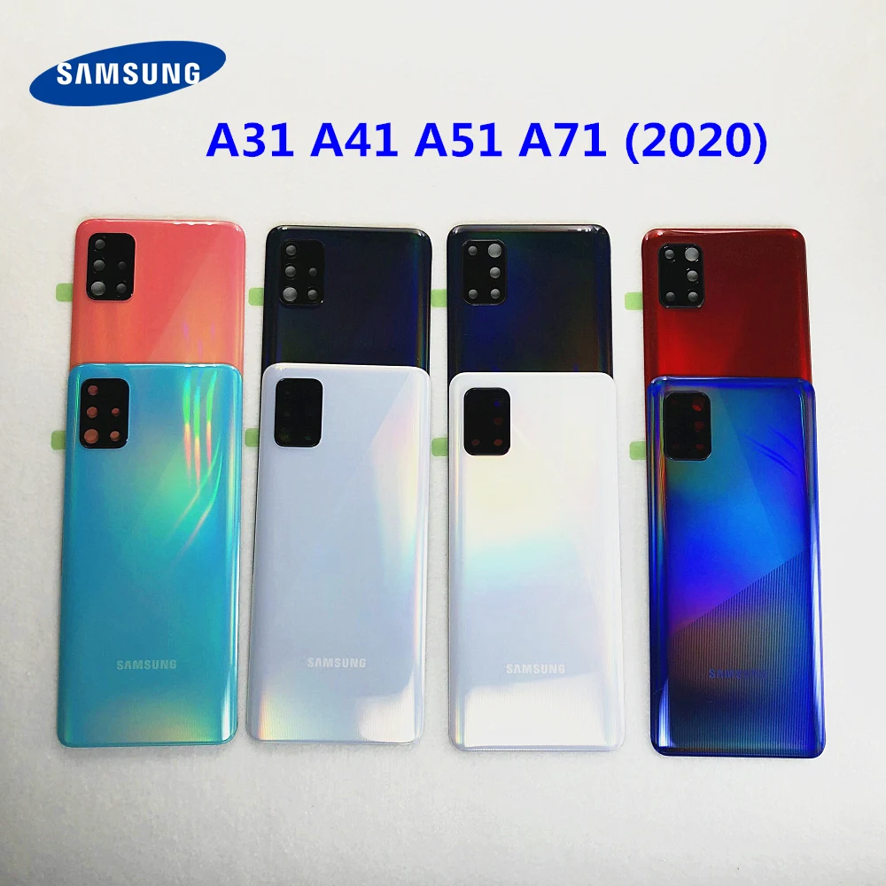 mobile frame photo For Samsung Galaxy A31 A41 A51 A71 2020 Battery Back Cover Door Housing Replacement Repair Parts + Ear Camera Glass Lens Frame waterproof phone housing