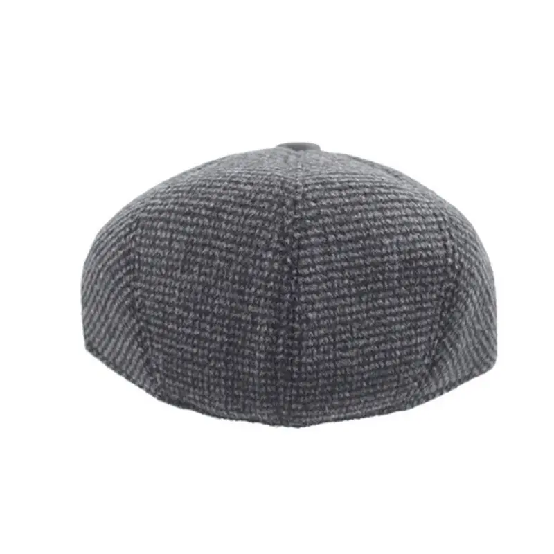 

Autumn Winter Men Hats Beret Caps Earmuff Dad Hat Plaid Beret Hat Gentlemen Retro Men Casual Flat Cap With Earflap