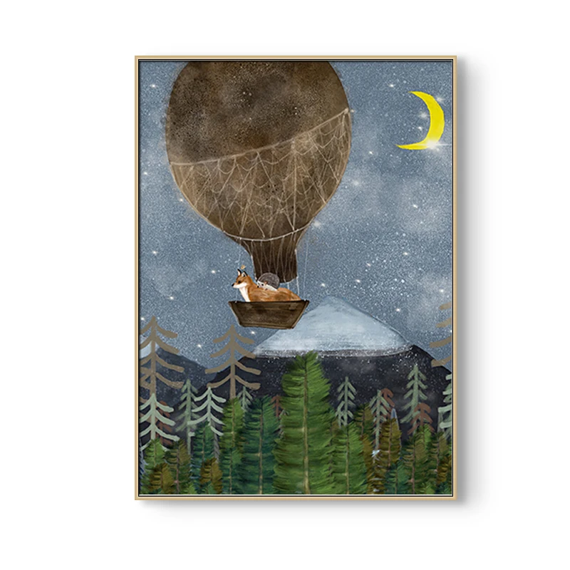 Astronaut-Planet-Space-Balloon-Wall-Art-Canvas-Prints-Posters-Cartoon-Animal-Bear-Wall-Pictures-For-Nursery (5)
