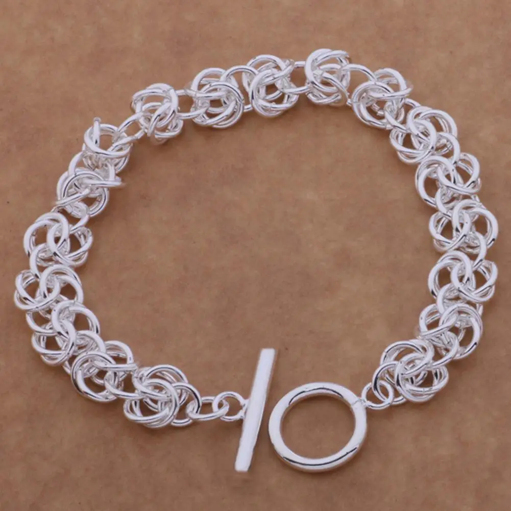 Браслеты модные простые женские посеребренный браслет с застежкой тогл женский