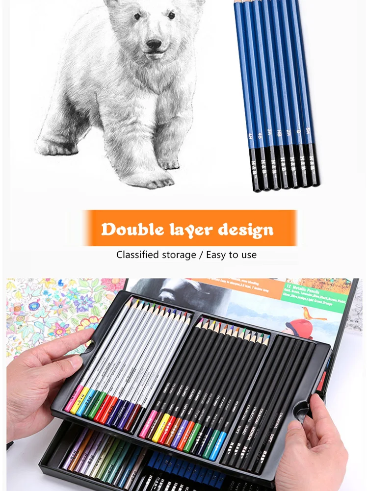Coloridos e Lápis de Desenho Lápis de Artista Conjunto para Colorir em Livros de Caixa de Presente Lápis Peças Profissional h & b Conjunto-60 8 Material escolar e de escritório
