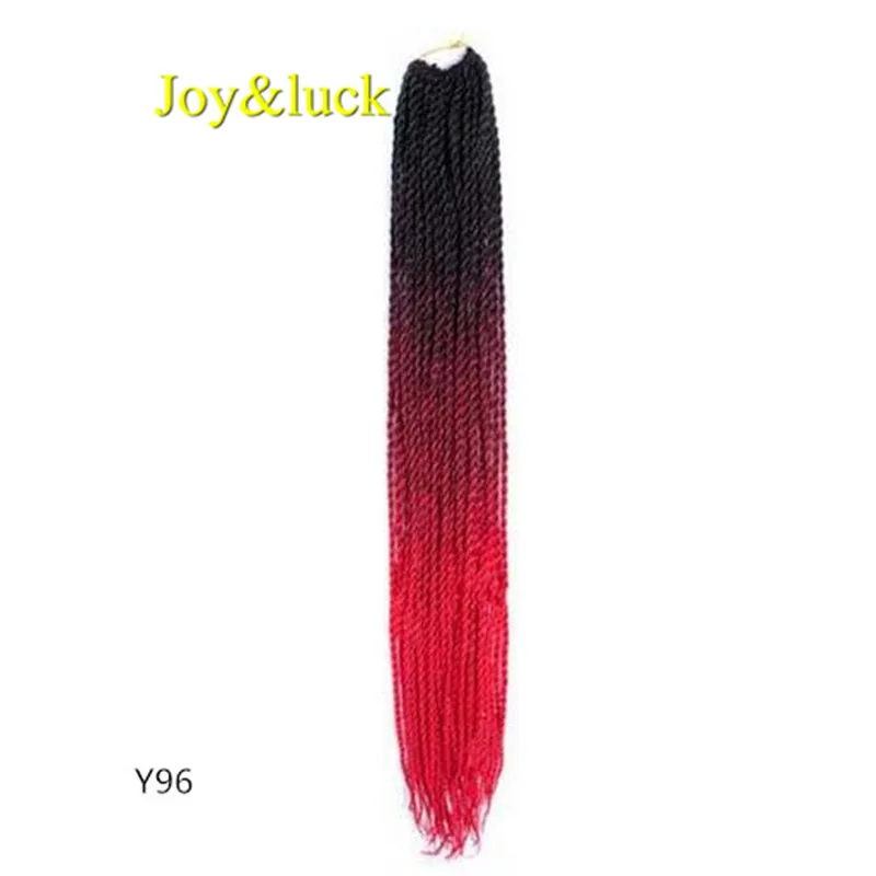 Joy& luck 24 дюйма Сенегальские закрученные крючком косички 30 прядей синтетические волосы для наращивания плетение волос - Цвет: Y96