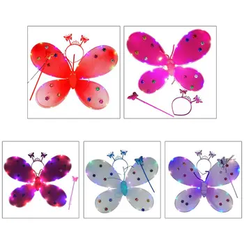 

3Pcs Girl LED Angel Wings Set Fairy Wand Bandana Crown Princess Carnival Costume