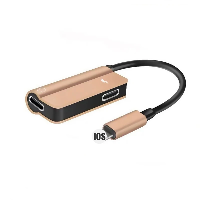 Адаптер Adaptador для iPhone 8 Plus адаптер 2 в 1 сплиттер для iPhone XS MAX XR 8 7 Plus 3,5 мм аудио AUX зарядка 11 Pro Max Adaptateu - Цвет: Золотой