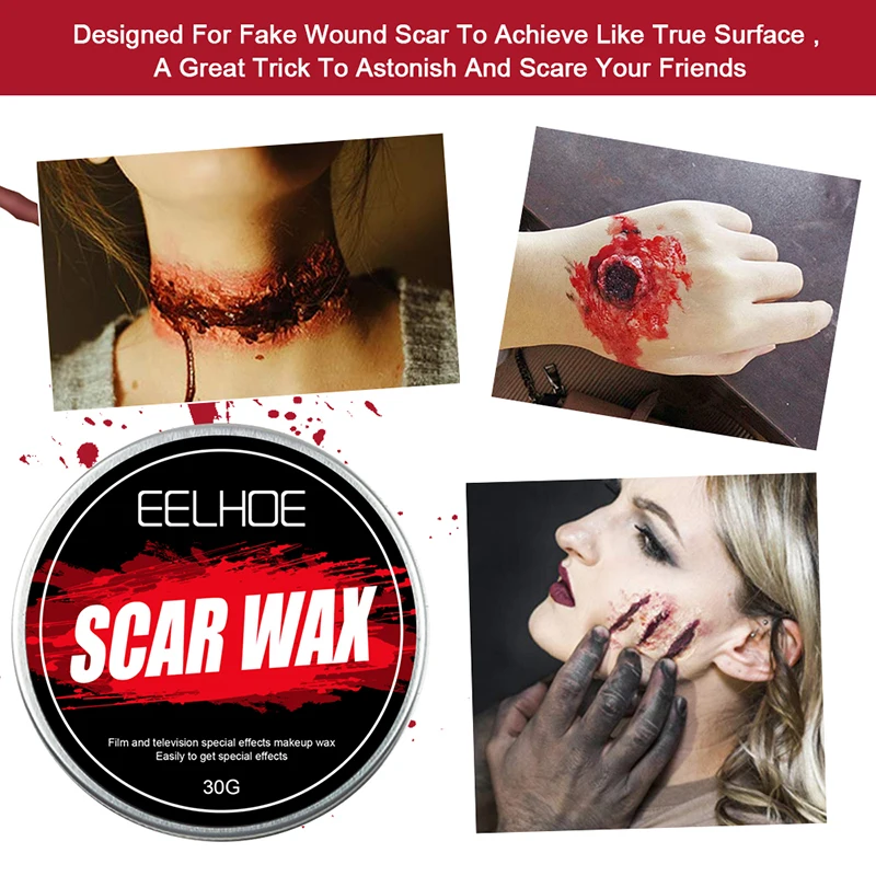 EELHOE 30g Skin Wax Makeup Halloween Flesh-colored Eyebrow Covering Mud Wounds Fake Scars For Cosplay Fancy Carnival | Красота и