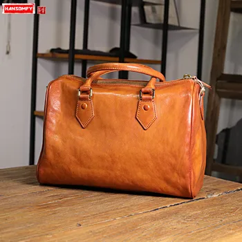 

Handmade Leather Handbag Women's Bag Female Shoulder Messenger Bag Casual Wild Top Layer Leather Bags Original Cow Leather Soft