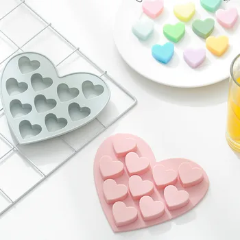 

Silica gel 10 even small heart handmade soap cake mold DIY chocolate baking tool