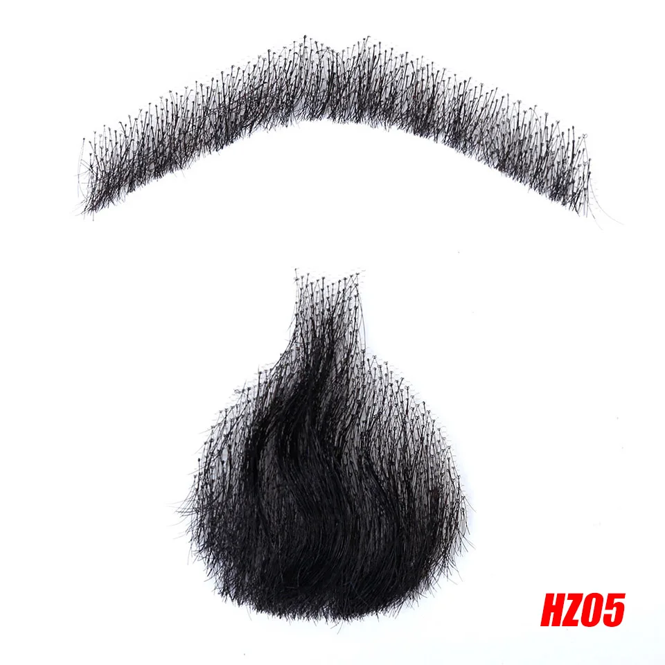 LO кружево Борода Для Мужчин Косплей швейцарское кружево невидимые поддельные бороды SalonChat100% волос ручной работы усы remy волосы - Цвет: HZ05