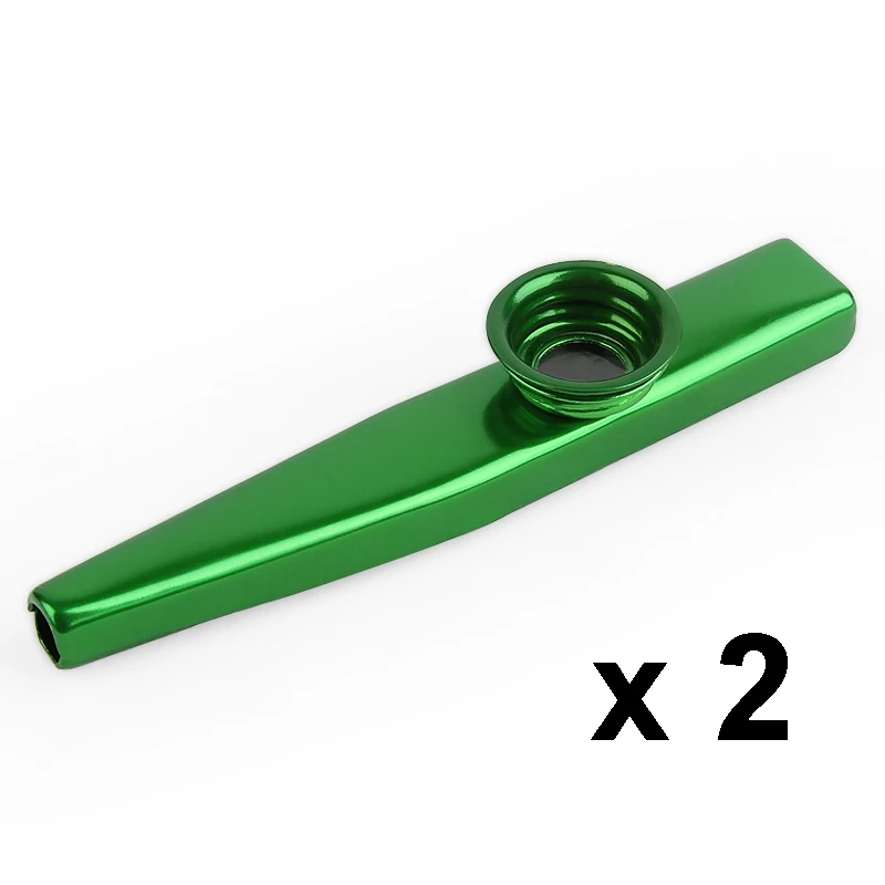 2 шт. 6 видов цветов Алюминиевый сплав Металл Kazoo диафрагма рот флейта губная гармоника детский подарок для вечеринки для детей любителей музыки на выбор - Цвет: Зеленый
