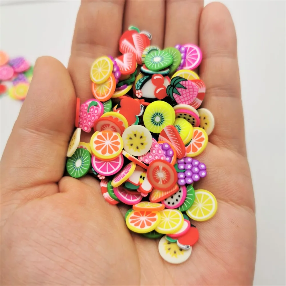 Encantos para Slime Argila de Massa de Vidraceiro Arte do Prego Fimo Fatias Slide Suprimentos Kit Fluffy Slime Frutas Polímero Limpar Acessórios 1kg 10mm 4 Argila de modelagem