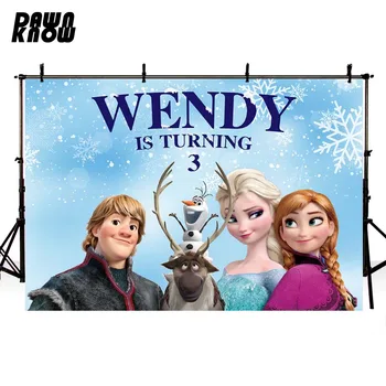 

DAWNKNOW Photography Background Photocall Cartoon ELSA Princess Birthday Party Backdrop Children Photo Studio lV2392