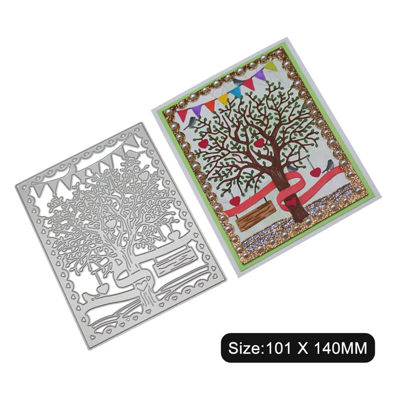 9-Tree Frame Цветок квадратная рамка режущие штампы металлический Трафарет DIY скрапбук альбом бумага карты тиснение искусство раковины лист Дерево Свадебные Круглые - Цвет: 9-Tree Frame