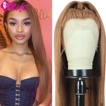 

Mifil 13X4 Lace Front Wigs Straight Human Hair Wigs 150% Remy #27 #30 #99J Burgundy Brazilian Hair Wigs Pre Plucked Hairline