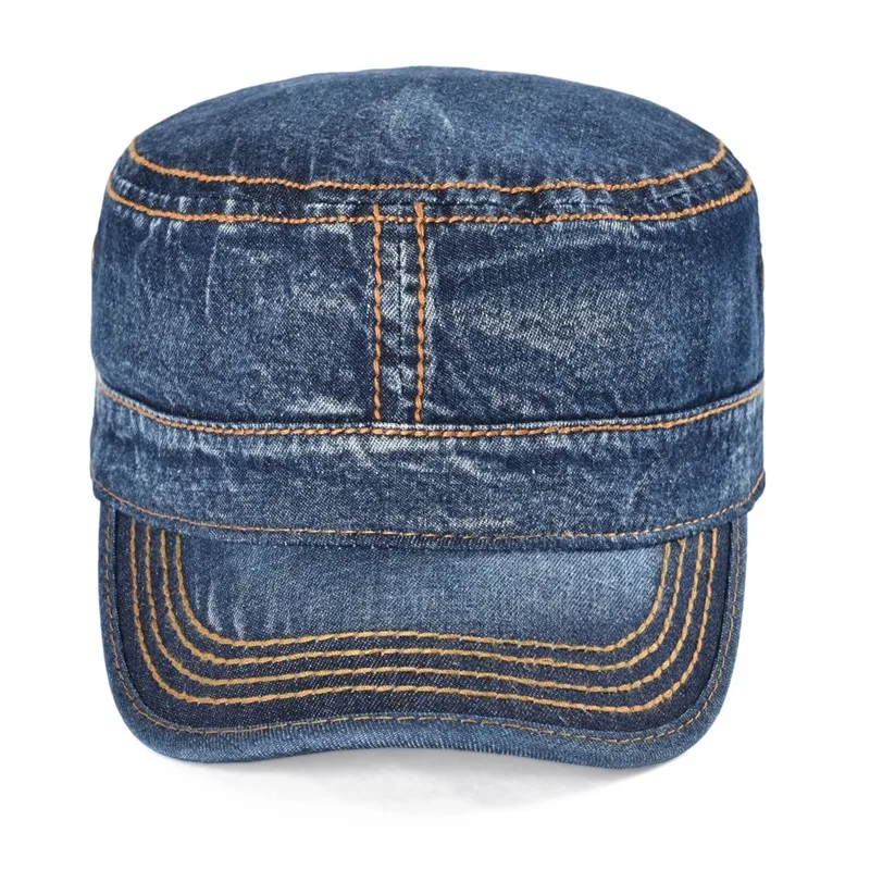 Denim Baseball Cap Adjustable Peaked Visor Men Fall Design Flat Top base baseball cap,cap hat