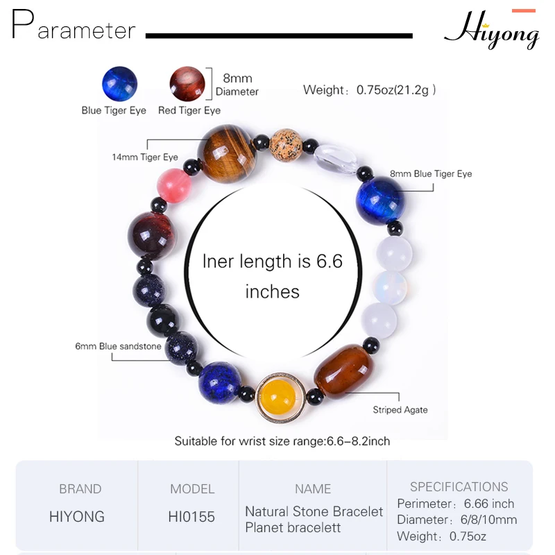 Модный браслет с планетами для мужчин галактика солнечная система браслет натуральный камень Бусины Йога чакра браслеты для женщин подарок