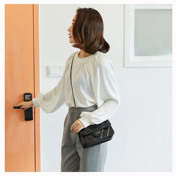 Mini Quilted Leather Double Flap Handbag 2019 New Luxury Designer Women's Chain Shoulder Bags Classic Crossbody Flap Purse Black (16)