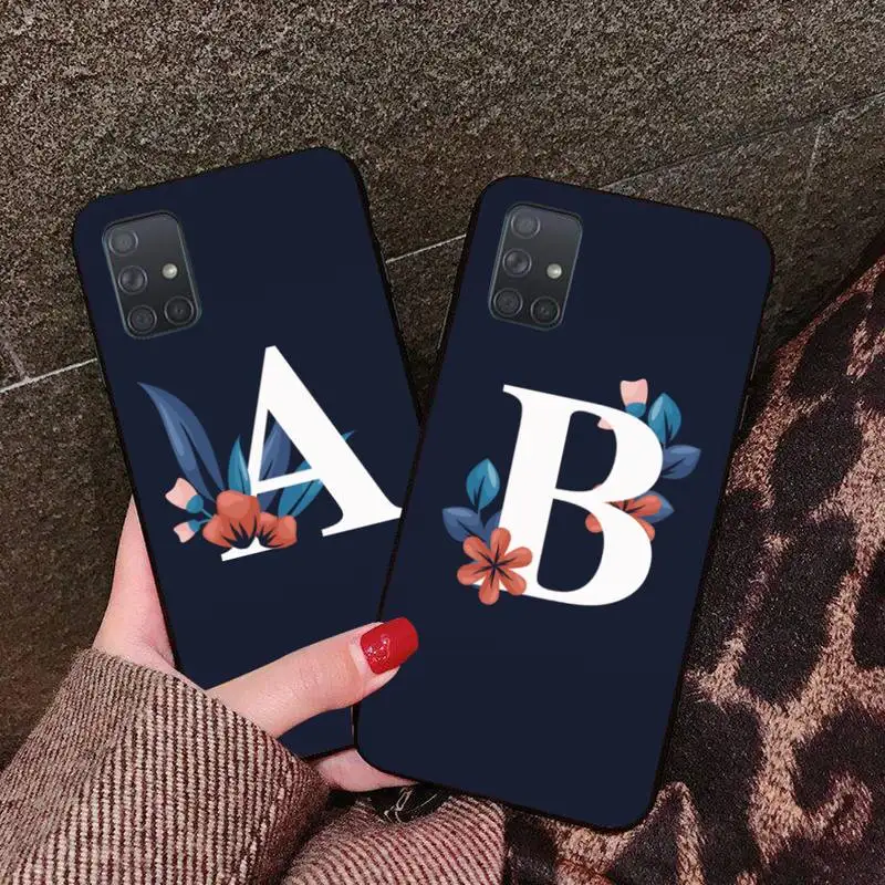 Красивый цветочный узор 26 букв мягкий чехол для телефона Капа Samsung A10 A20 A30 A40 A50 A70 A80