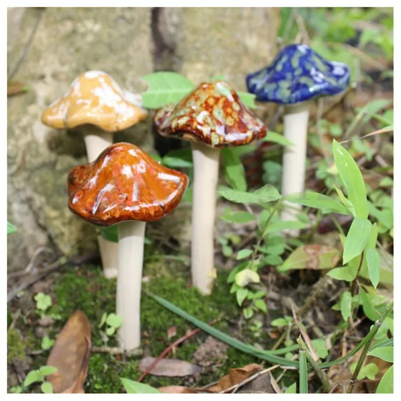 4 шт Керамические Toadstools для сада Tinkling грибы садовые украшения Декор