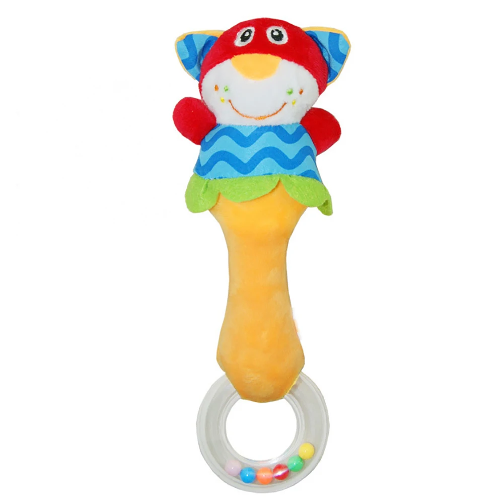 Baby Hand Rattle Toy Cute Colorful Cartoon Lion Animal Calf Teether Hand Rattle Toy Shaking Jingle 4