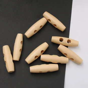 

20Pcs Horn Toggle Buttons Natural Wooden Button With 2 Holes Sewing Supply For Craft Diy Clothing Accessories Beige 3/4/5/6 Cm