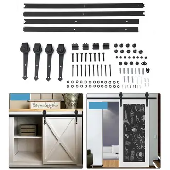 

3.66M/4.88M Home Door Hanging Rail Roller Slide Wood Door Sliding Track Kit Space-Saving Classic Sliding Door Track Hardware