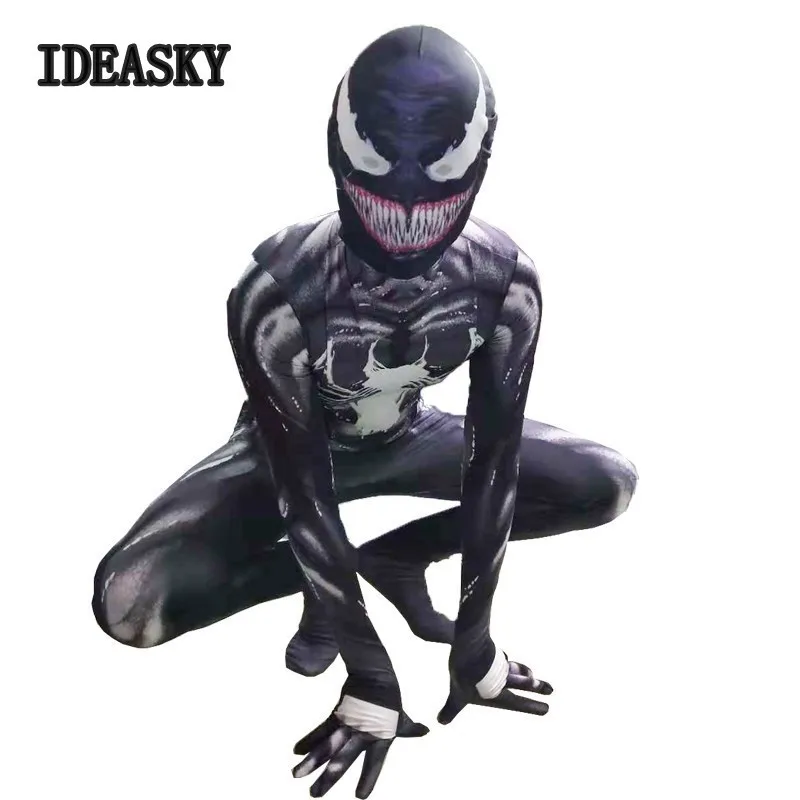 Черный костюм Человека паука с симбиотом Веном для детей взрослых мужчин косплей
