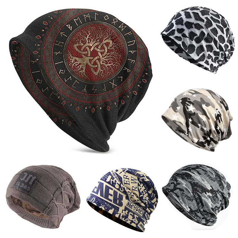 

Knit Hat Outdoor Beanie Caps For Men Women Tree With Triquetra Skullies Beanies Ski Caps Cotton Bonnet Hats
