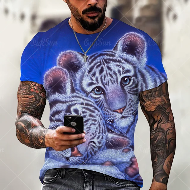 Fashion Trend 3D printing Tiger Men  T-Shirt Casual O-Neck Summer Selling Short Sleeve Oversized T-Shirt Comfortable StreetTops OFSM-00872