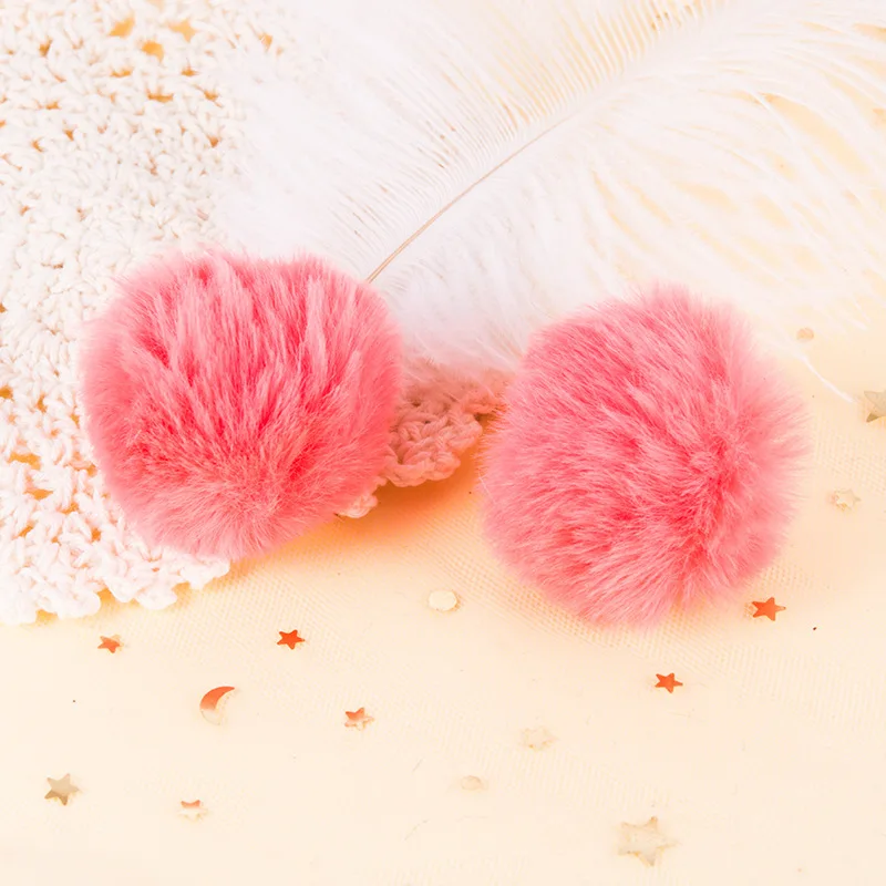 공예 의류용 가짜 토끼 모피 폼폼 볼 아플리케, 바느질 용품, DIY 헤어 클립 액세서리, 약 3-5cm, 로트당 20 개