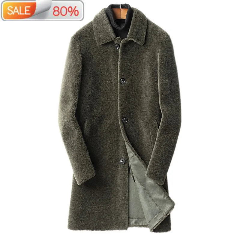 

Real Fur Sheep Shearing Long 100% Wool Jacket Casual Winter Coat Men Kurtki Zimowe Meskie D91-KZ9A-09 B23756