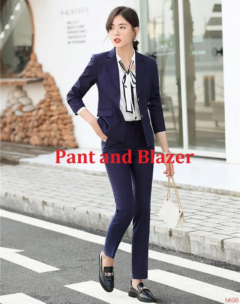 pant and blazer set Высокое качество, женские брючные костюмы для женщин, деловые костюмы, комплекты блейзеров и курток, рабочая одежда, Офисная форма, стили - Цвет: pant and blazer set