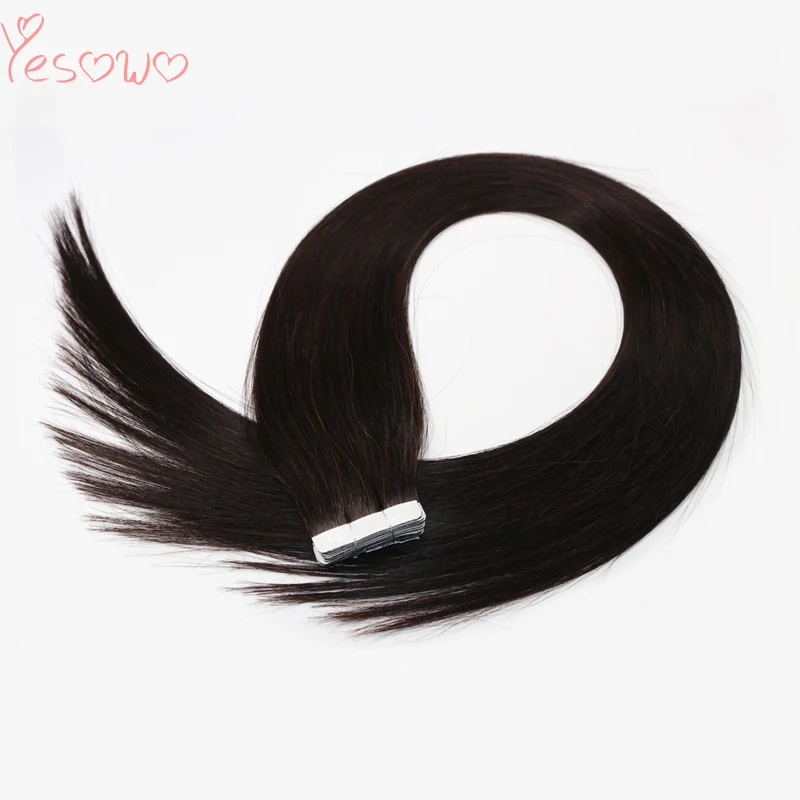 

Yesowo Natural Color 25g 50g Straight Original Indian Remy Black Invisible Glue On Seamless Weft Human Hair Tape In Extensions