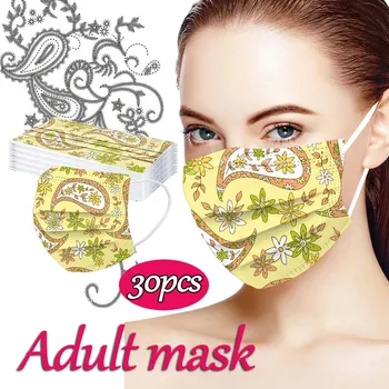 

30pcs Flower Mask Disposable Nonwove 3 Layer Ply Filter Mask mouth Face mask filter safe Breathable Protective masks In Stock