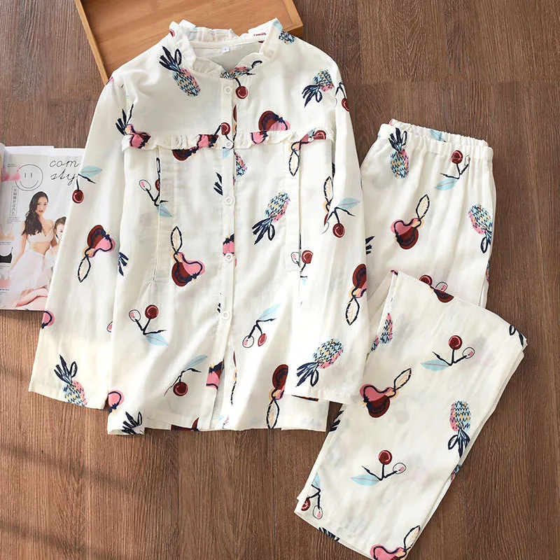 Пижама с длинными рукавами; одежда для месяца; хлопок; газовая одежда для кормления; домашняя одежда для беременных женщин; пижамы для беременных - Цвет: white