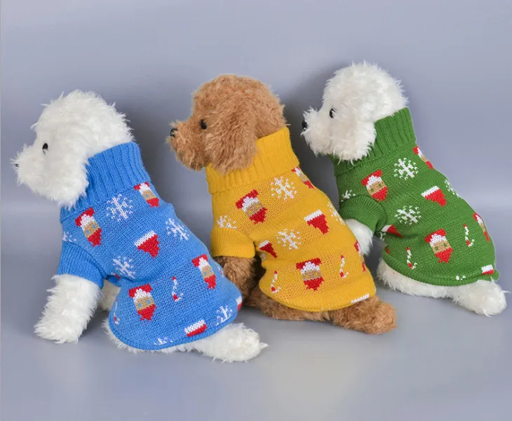 Usd3.98/pc зимняя одежда для собак свитер черепаха шеи классический узор Санта Клаус смешанный размер 20 шт./партия