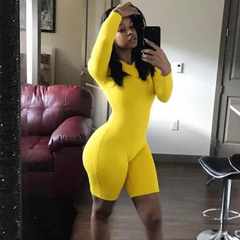 

Sexy Bodycon O-Neck Women's Rompers Summer Sheath Solid Long Sleeves Female Playsuits 2020 Fashion Casual Sport Woman Clothes