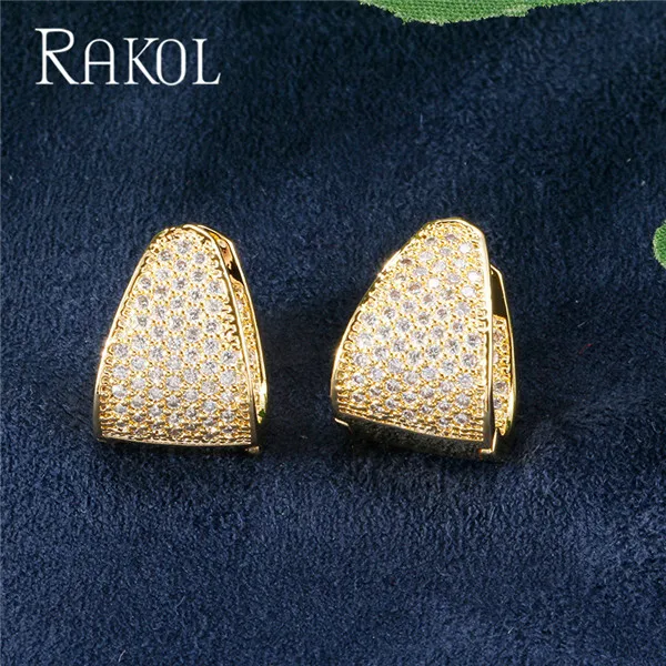 Gold Color 7 RAKOL queen AAA циркония кристалл белый цвет маленькие милые серьги-кольца для женщин Роскошные свадебные украшения подарок на день рождения RE0599K - Окраска металла: Gold Color 7
