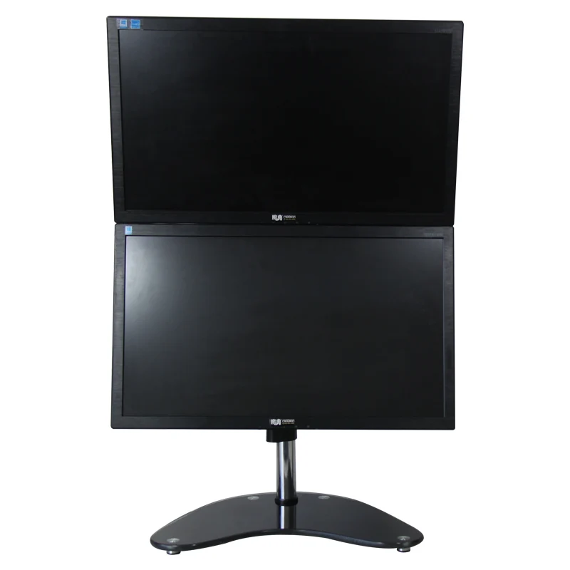 

The upper and lower double-screen desktop bases of the display bracket are elevated, lifted and rotated to hanging rack