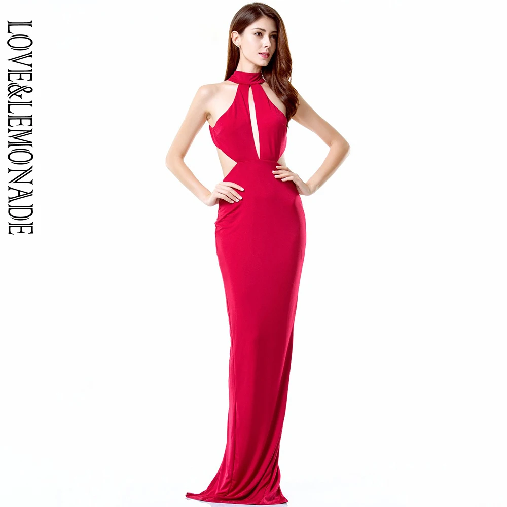 Красное Длинное Платье LOVE & LEMONADE с вырезом на шее tб 9736|halter maxi dress|maxi dressdress red |
