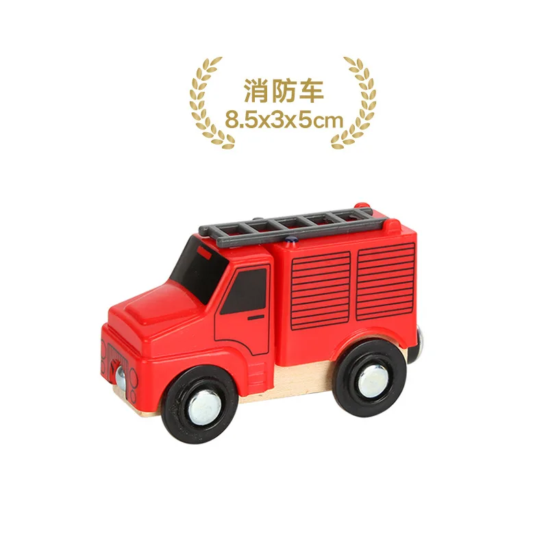 Magnetic Wood Truck Car Train Rail Model Toy Engineering Truck Bus 23