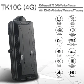 

TK10C 4G gps tracker with waterproof for vehicle 10000MAH gps navigator real time car gps tracker long time standby gps tracker