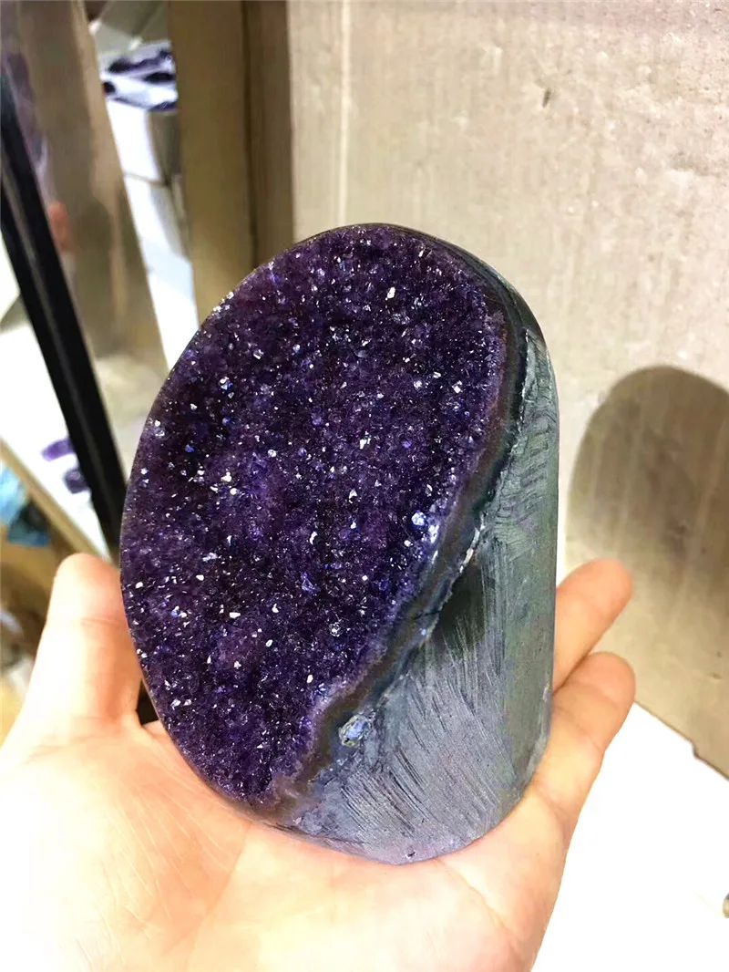Натуральный Уругвайский кристаллы аметиста geode кластера точка лечебная энергия медитации подарок на Хэллоуин