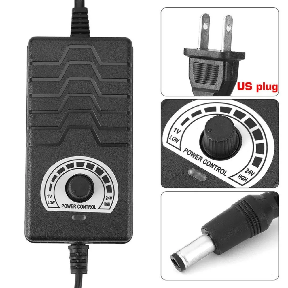 

48W 2A 1-24V Adjustable Power Adapter Motor Speed Control Parts US Plug Multifunction AC/DC Adapter for Electric Equipment